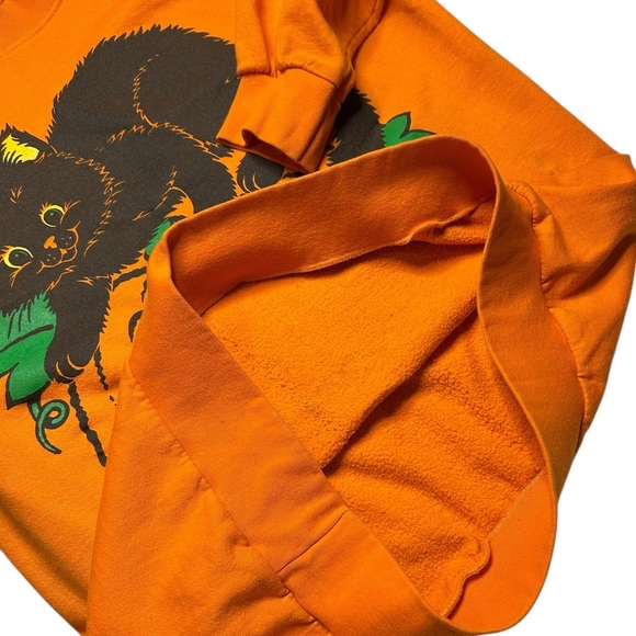 RARE Vintage 90s Hallmark Black Cat Pumpkin Halloween Sweatshirt USA XL - Picture 14 of 14